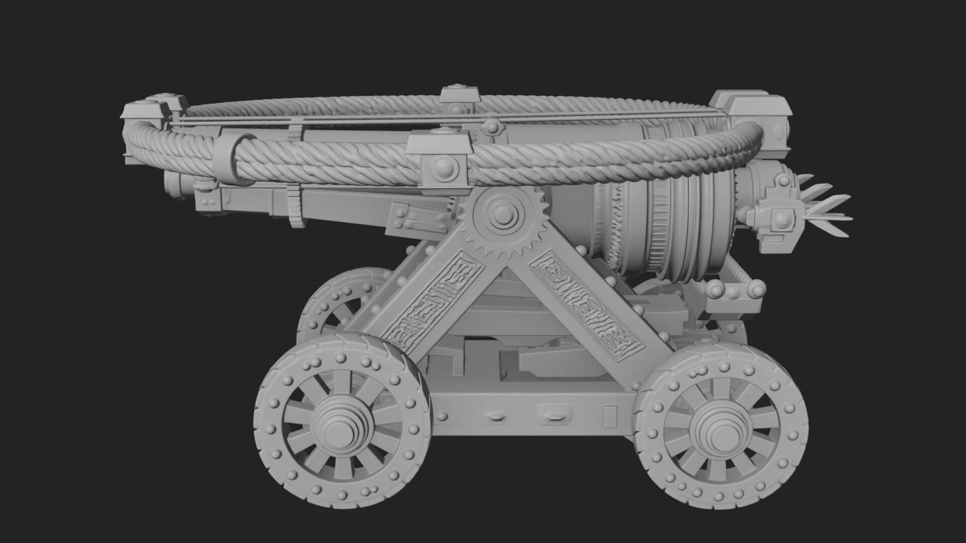 Wheeled Siege Cannon Model Design 4 3D Print Model 3D Model