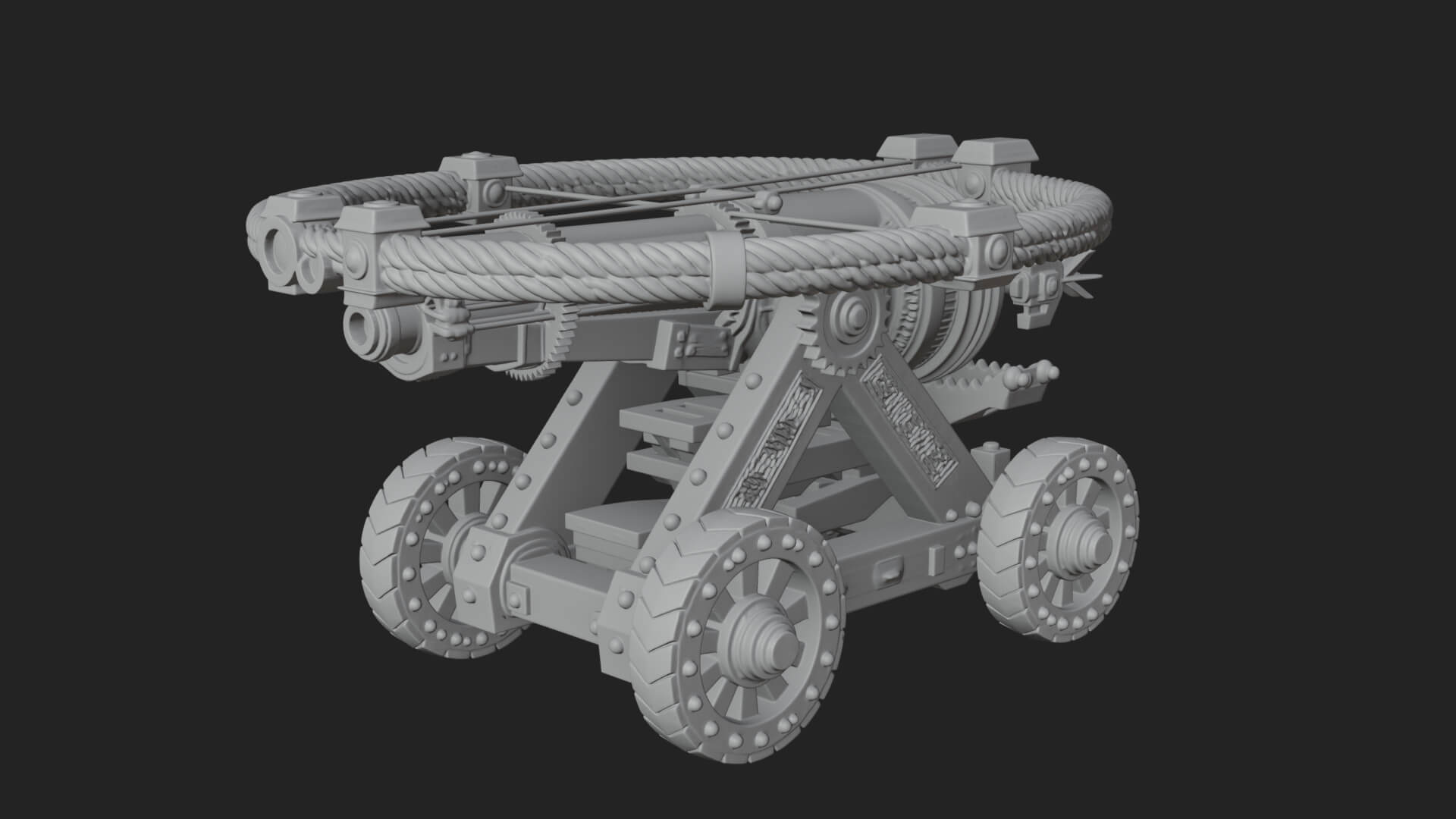 Wheeled Siege Cannon Model Design 4 3D Print Model 3D Model