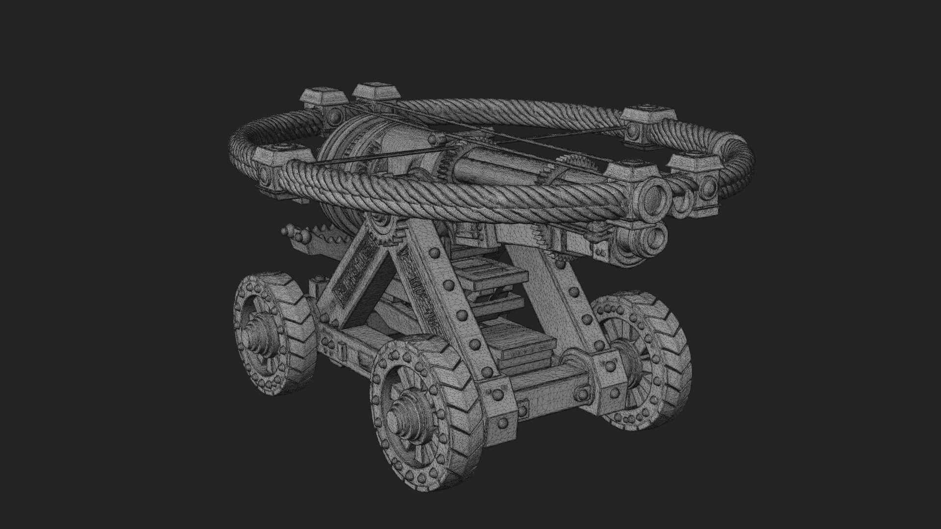 Wheeled Siege Cannon Model Design 4 3D Print Model 3D Model