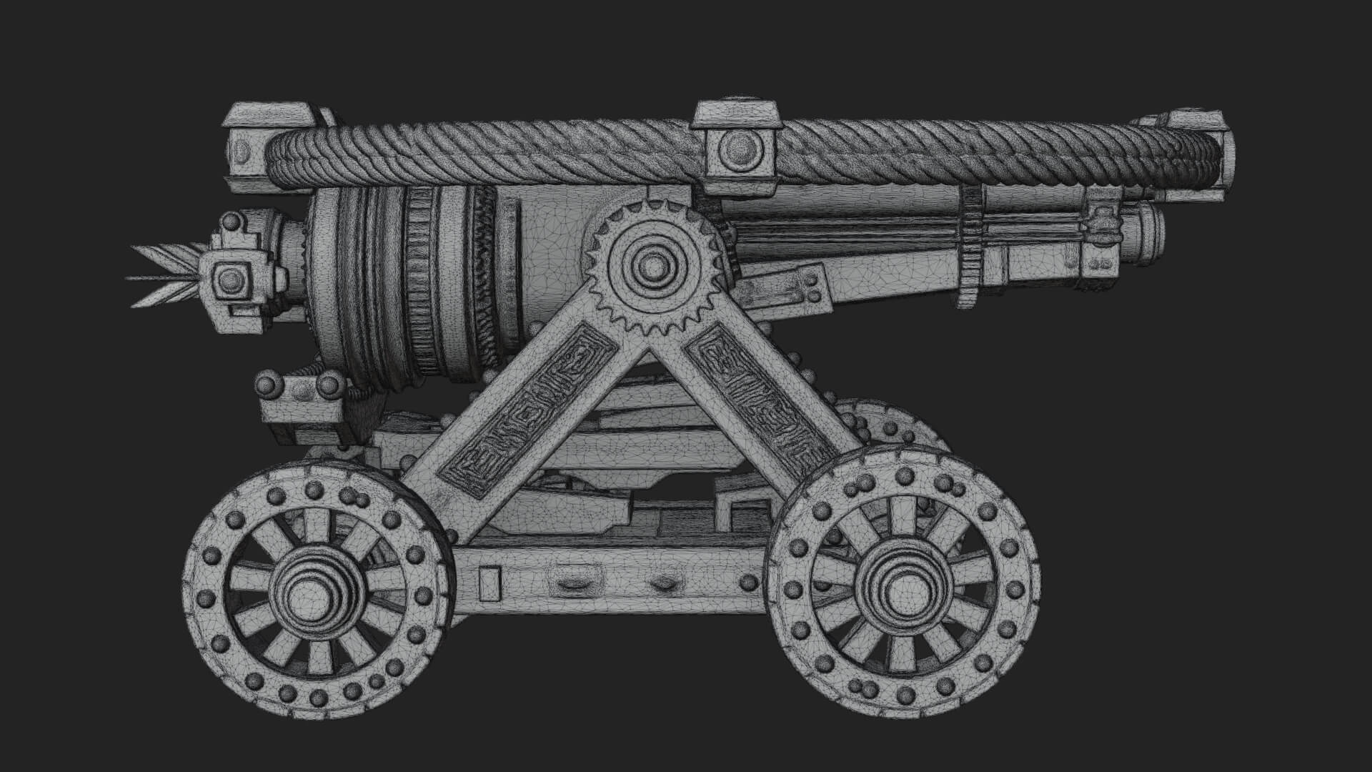 Wheeled Siege Cannon Model Design 4 3D Print Model 3D Model