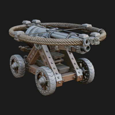 Wheeled Siege Cannon Model Design 4 3D Print Model