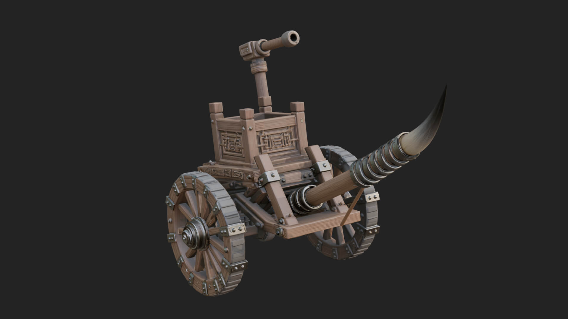 Wheeled Siege Onager Model Design 1 3D Print Model 3D Model