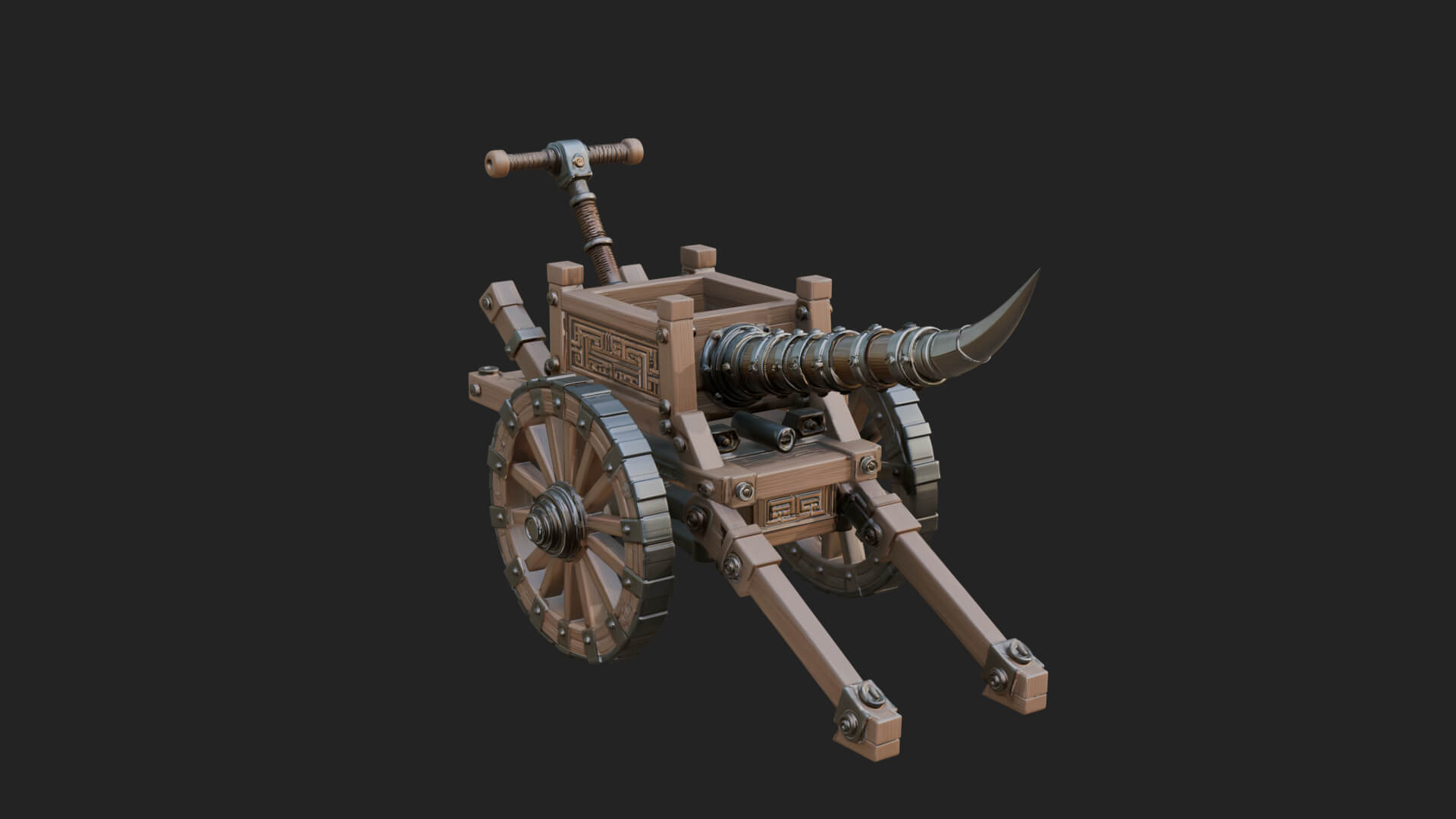 Wheeled Siege Onager Model Design 2 3D Print Model 3D Model