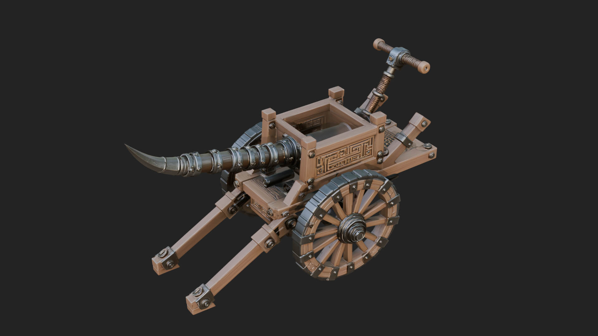 Wheeled Siege Onager Model Design 2 3D Print Model 3D Model