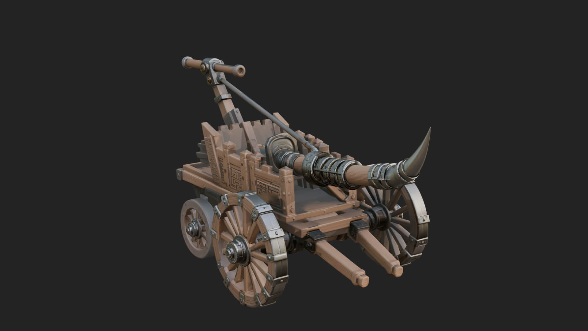 Wheeled Siege Onager Model Design 3 3D Print Model 3D Model