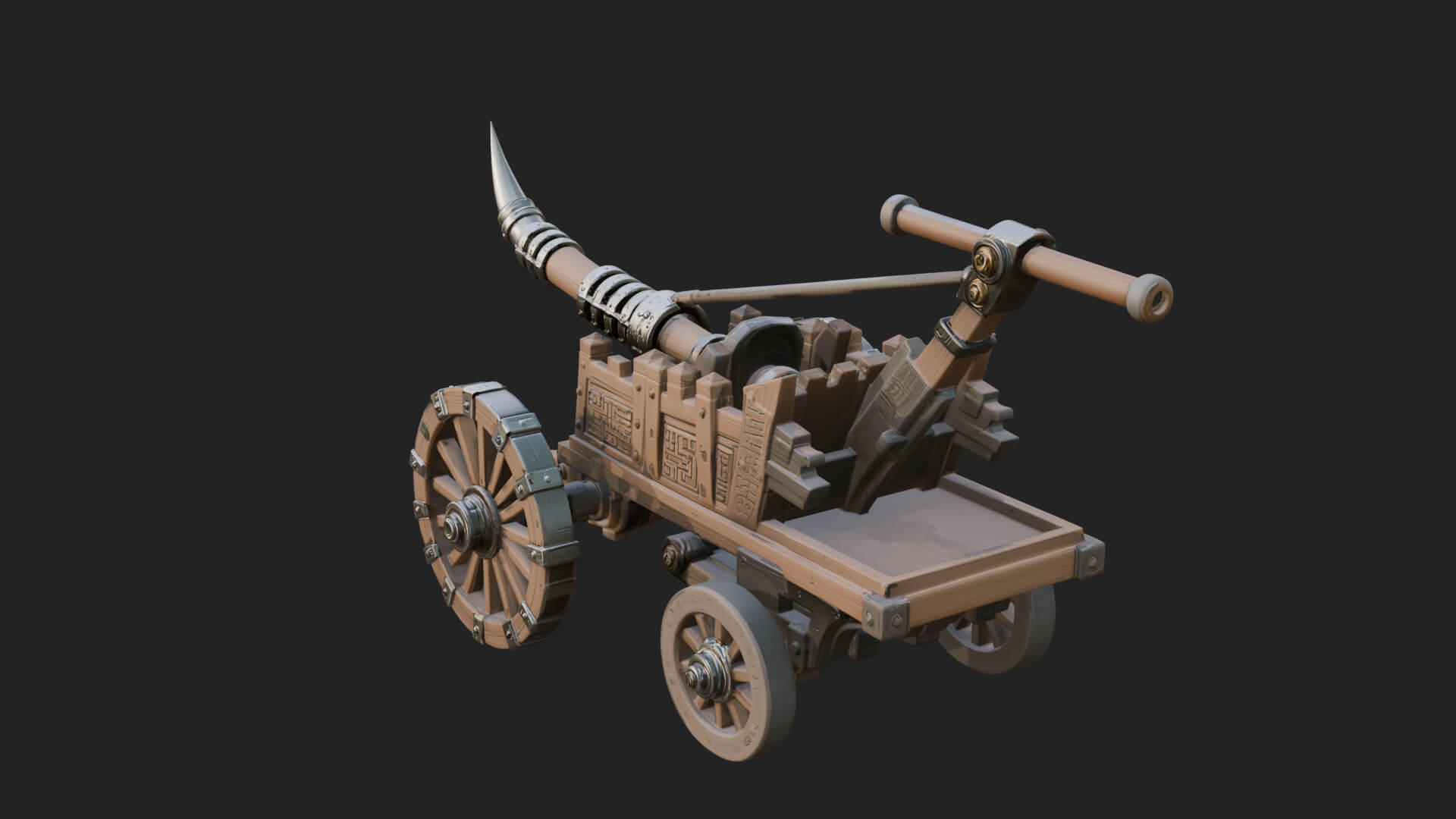 Wheeled Siege Onager Model Design 3 3D Print Model 3D Model