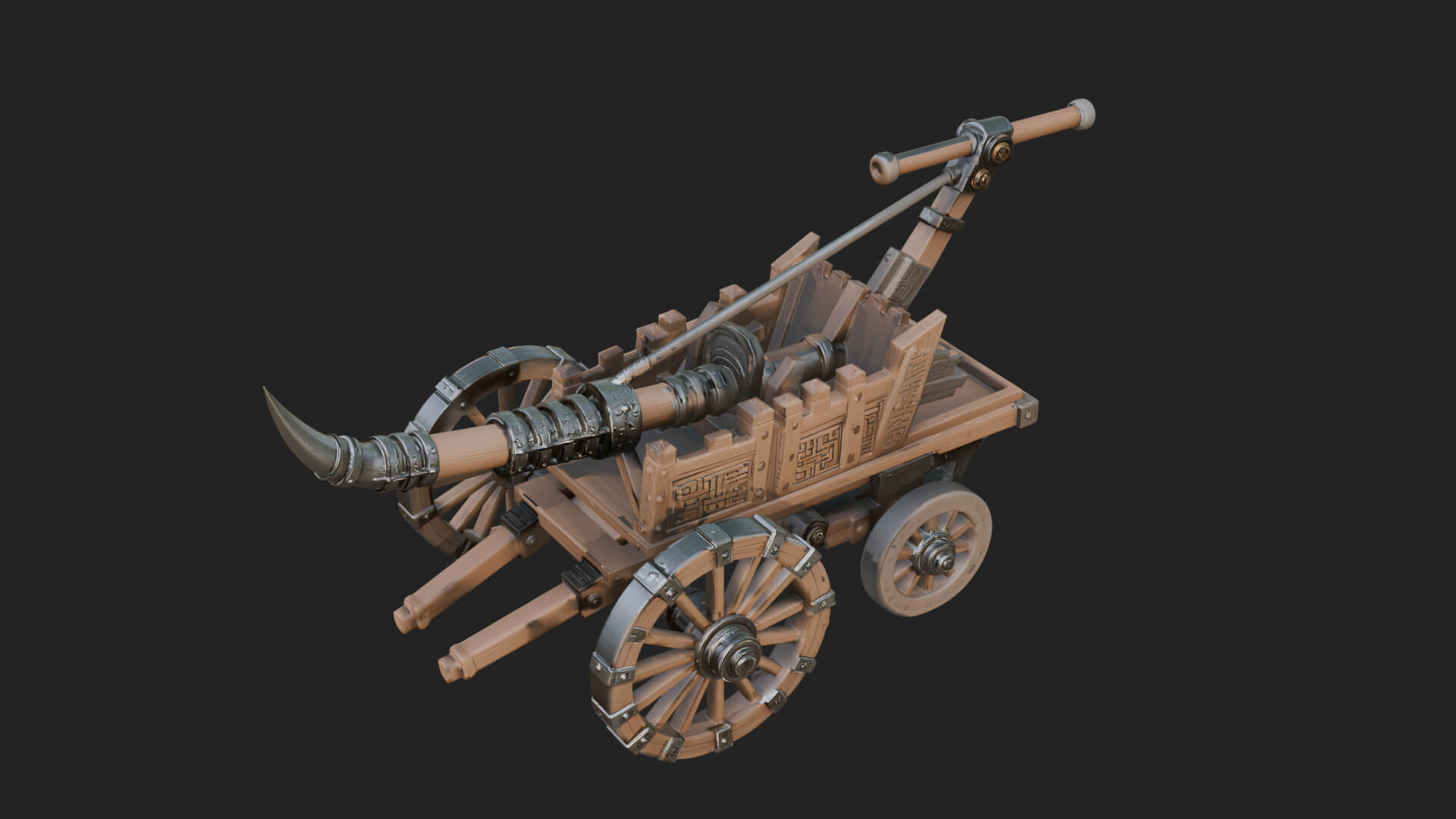 Wheeled Siege Onager Model Design 3 3D Print Model 3D Model