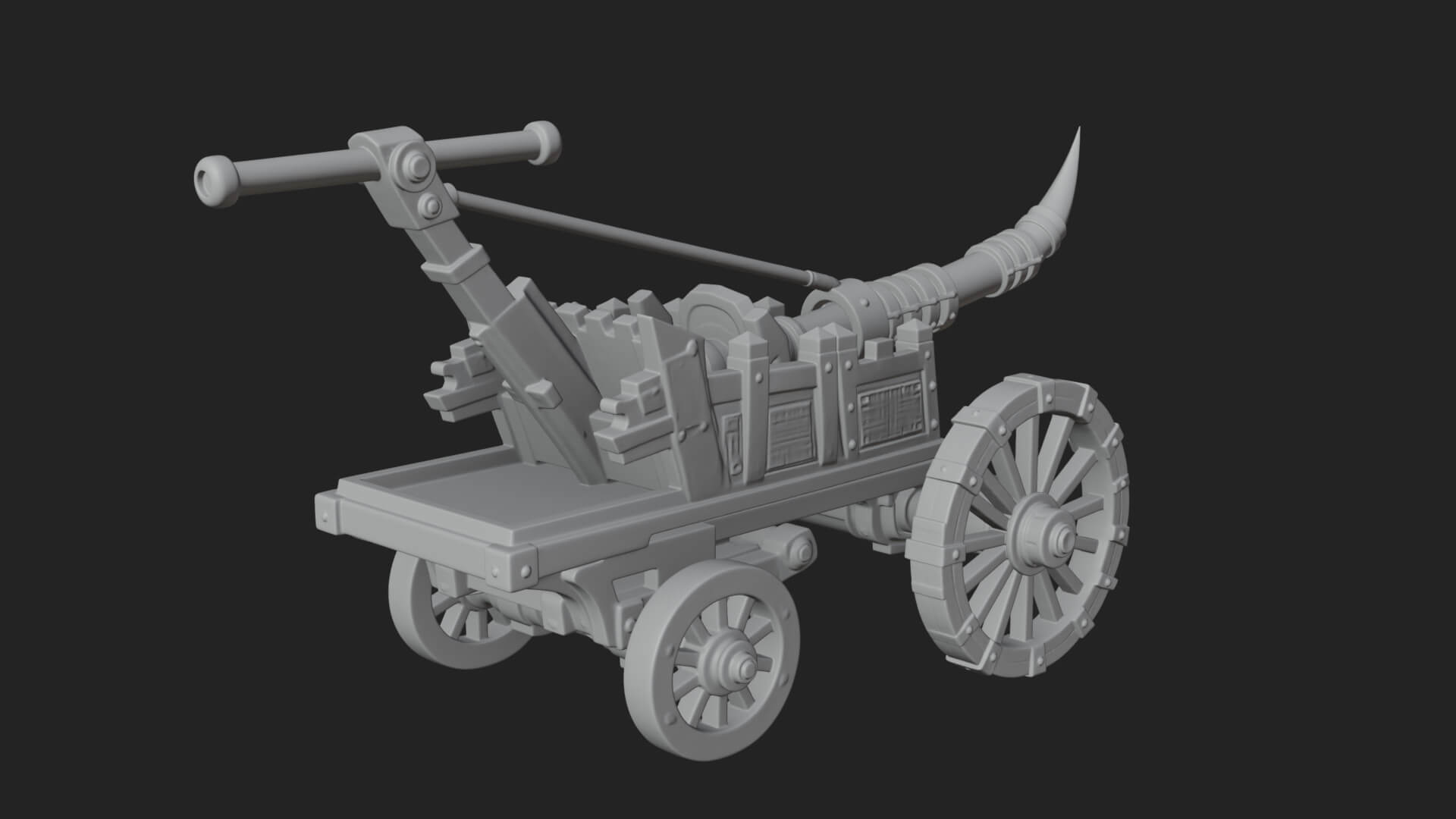 Wheeled Siege Onager Model Design 3 3D Print Model 3D Model