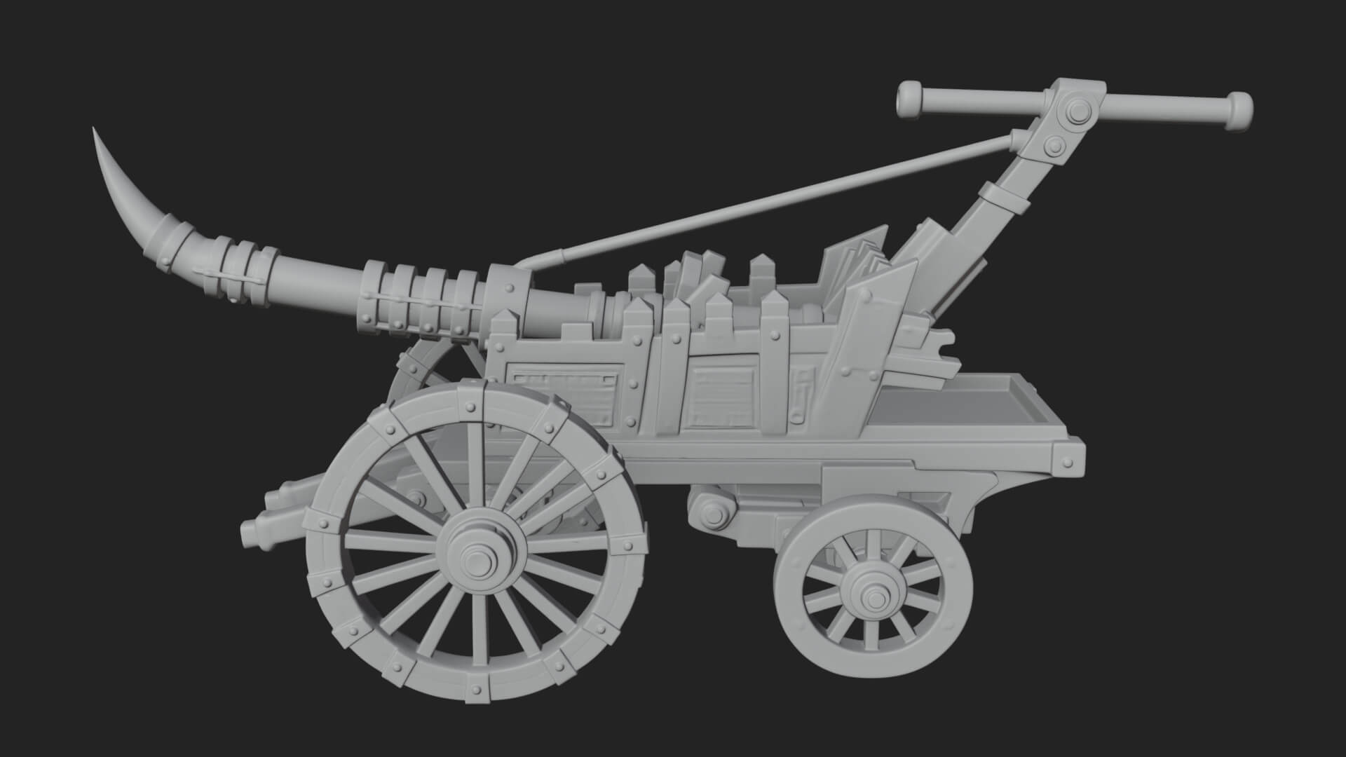 Wheeled Siege Onager Model Design 3 3D Print Model 3D Model