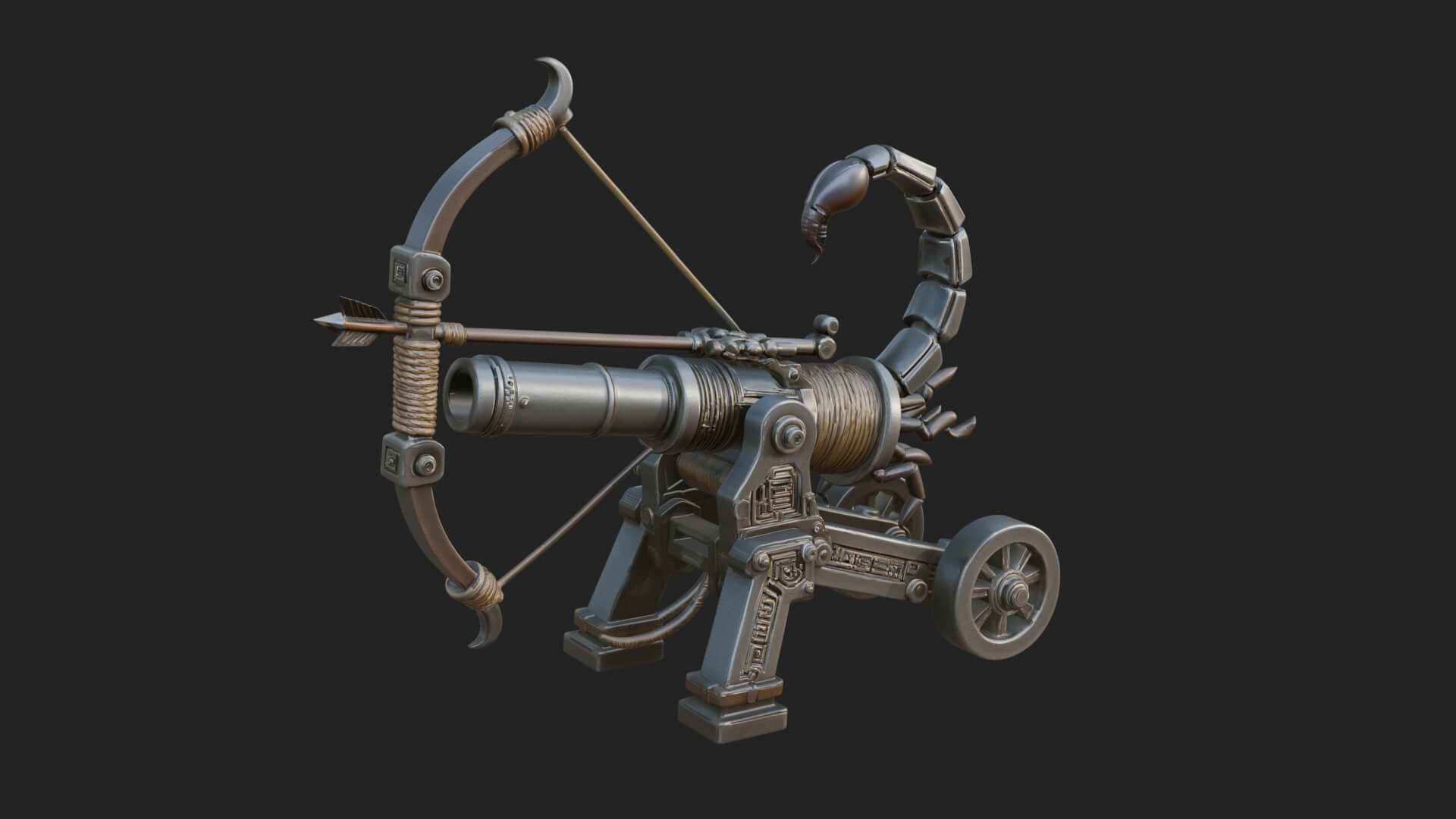 Wheeled Siege Scorpion Model Design 1 3D Print Model 3D Model