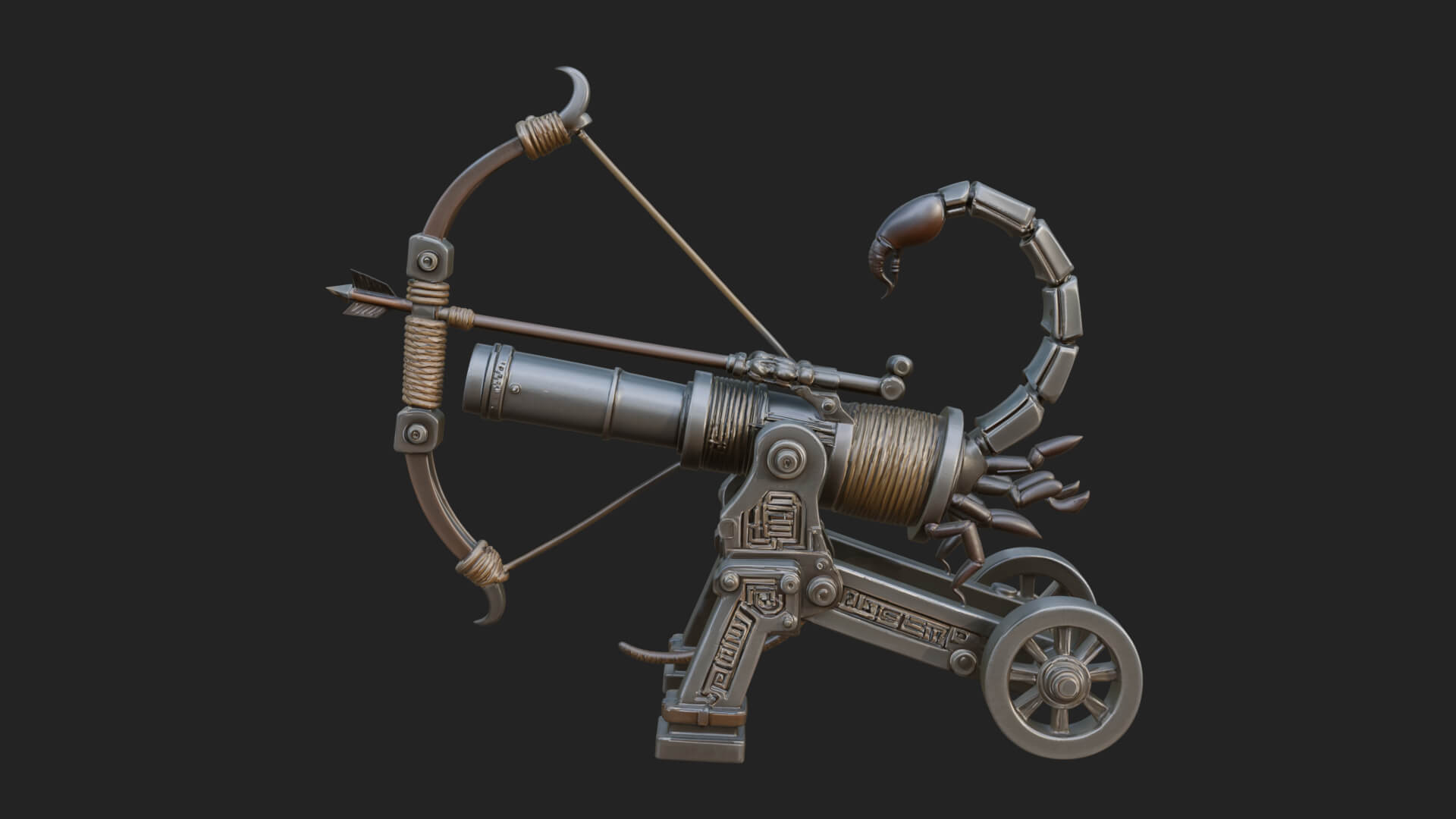 Wheeled Siege Scorpion Model Design 1 3D Print Model 3D Model