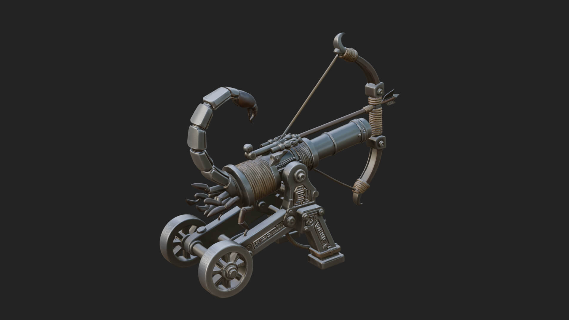 Wheeled Siege Scorpion Model Design 1 3D Print Model 3D Model