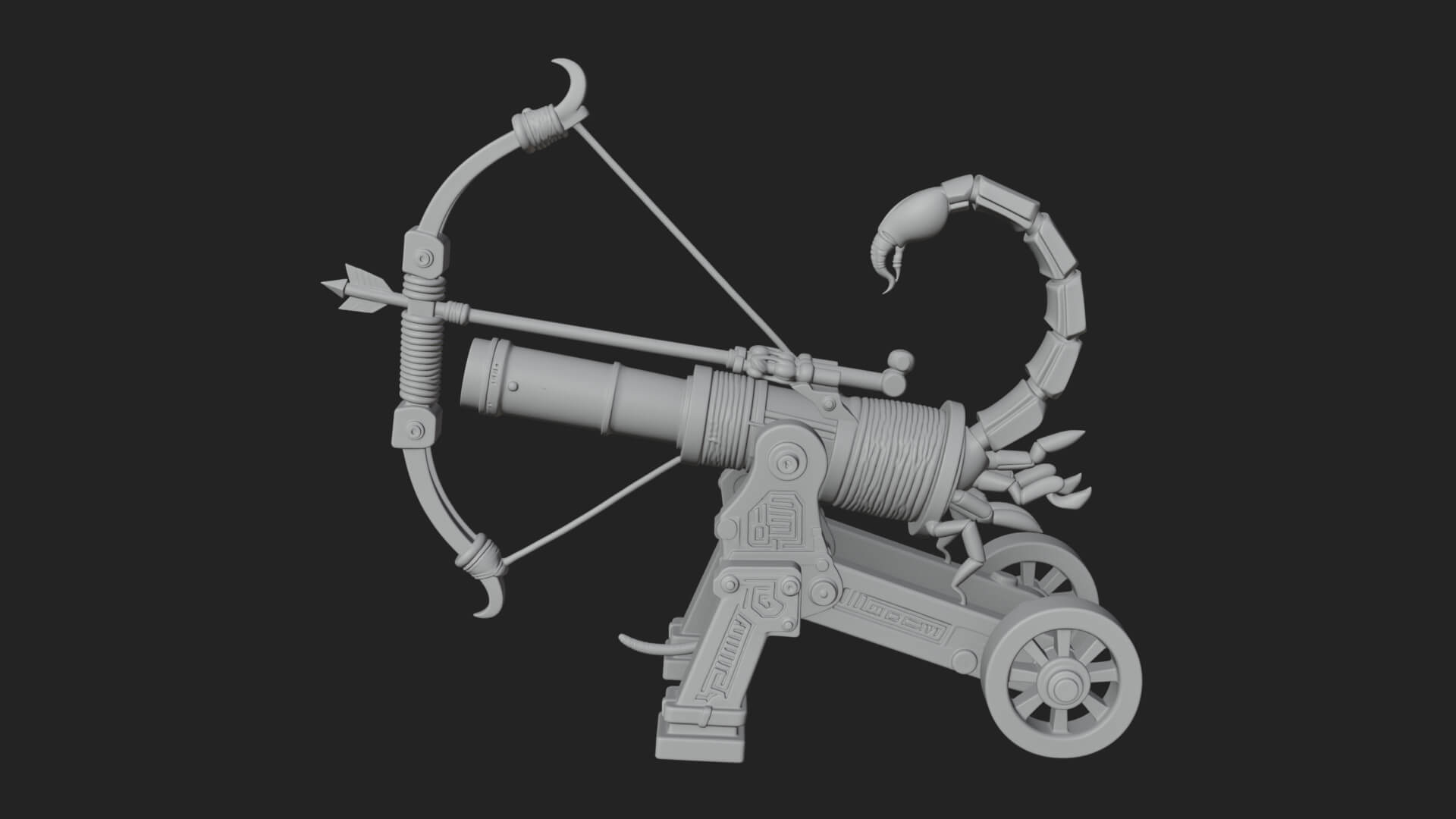Wheeled Siege Scorpion Model Design 1 3D Print Model 3D Model