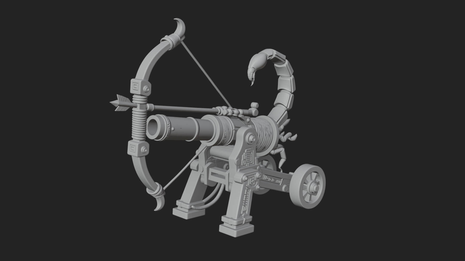 Wheeled Siege Scorpion Model Design 1 3D Print Model 3D Model