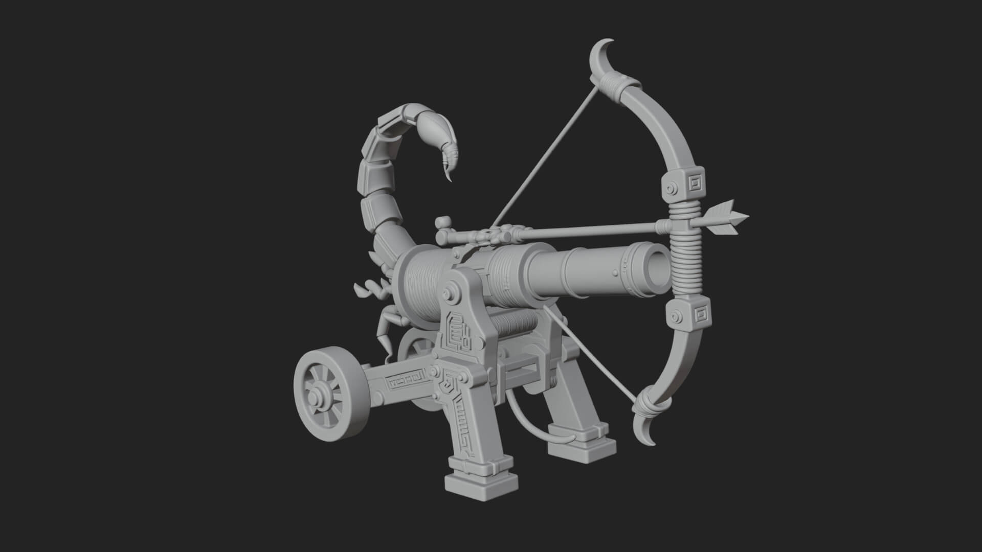 Wheeled Siege Scorpion Model Design 1 3D Print Model 3D Model