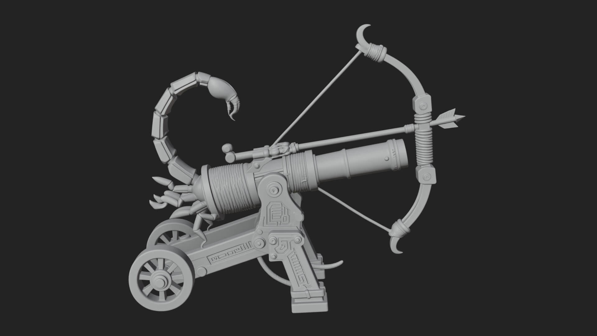 Wheeled Siege Scorpion Model Design 1 3D Print Model 3D Model