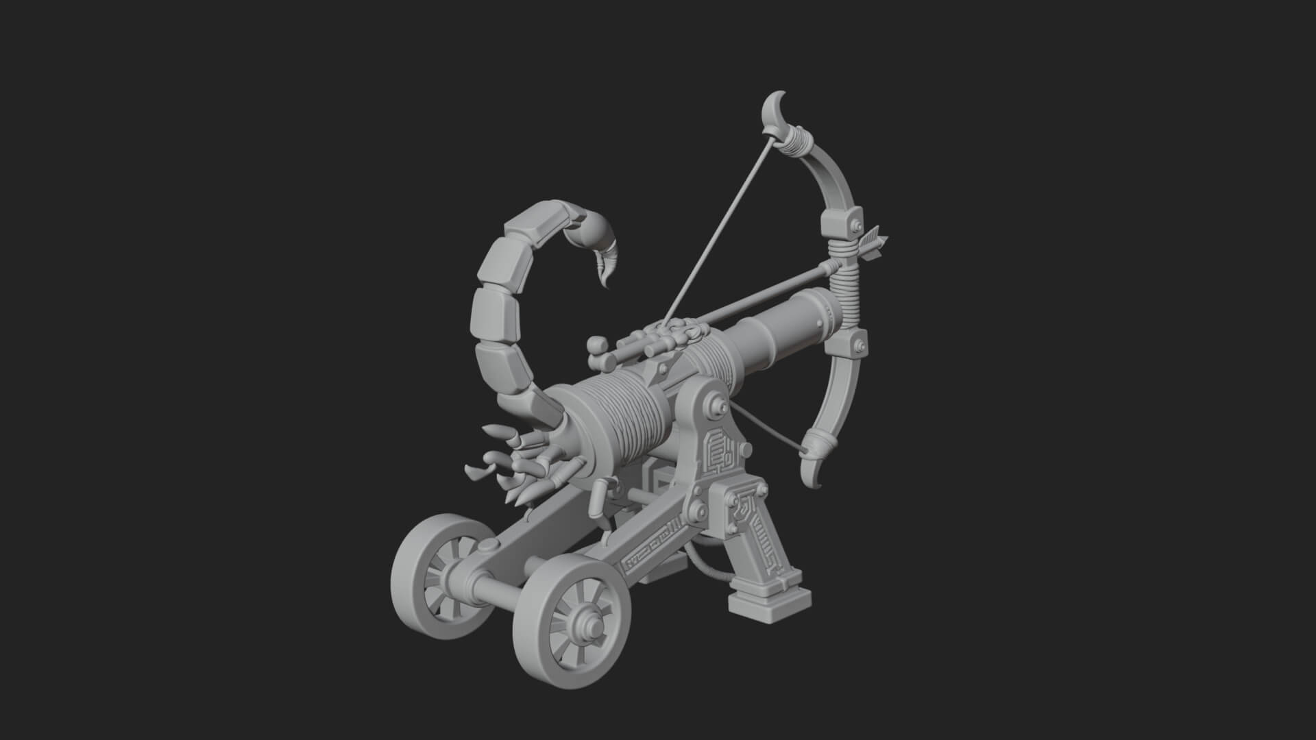 Wheeled Siege Scorpion Model Design 1 3D Print Model 3D Model