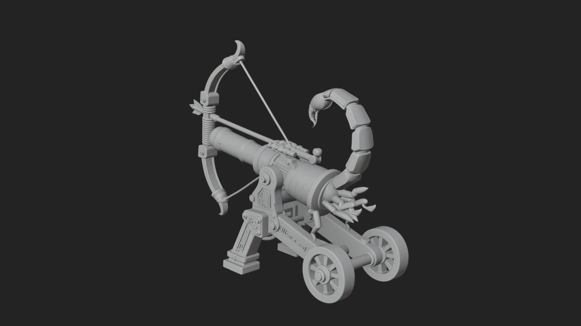Wheeled Siege Scorpion Model Design 1 3D Print Model 3D Model