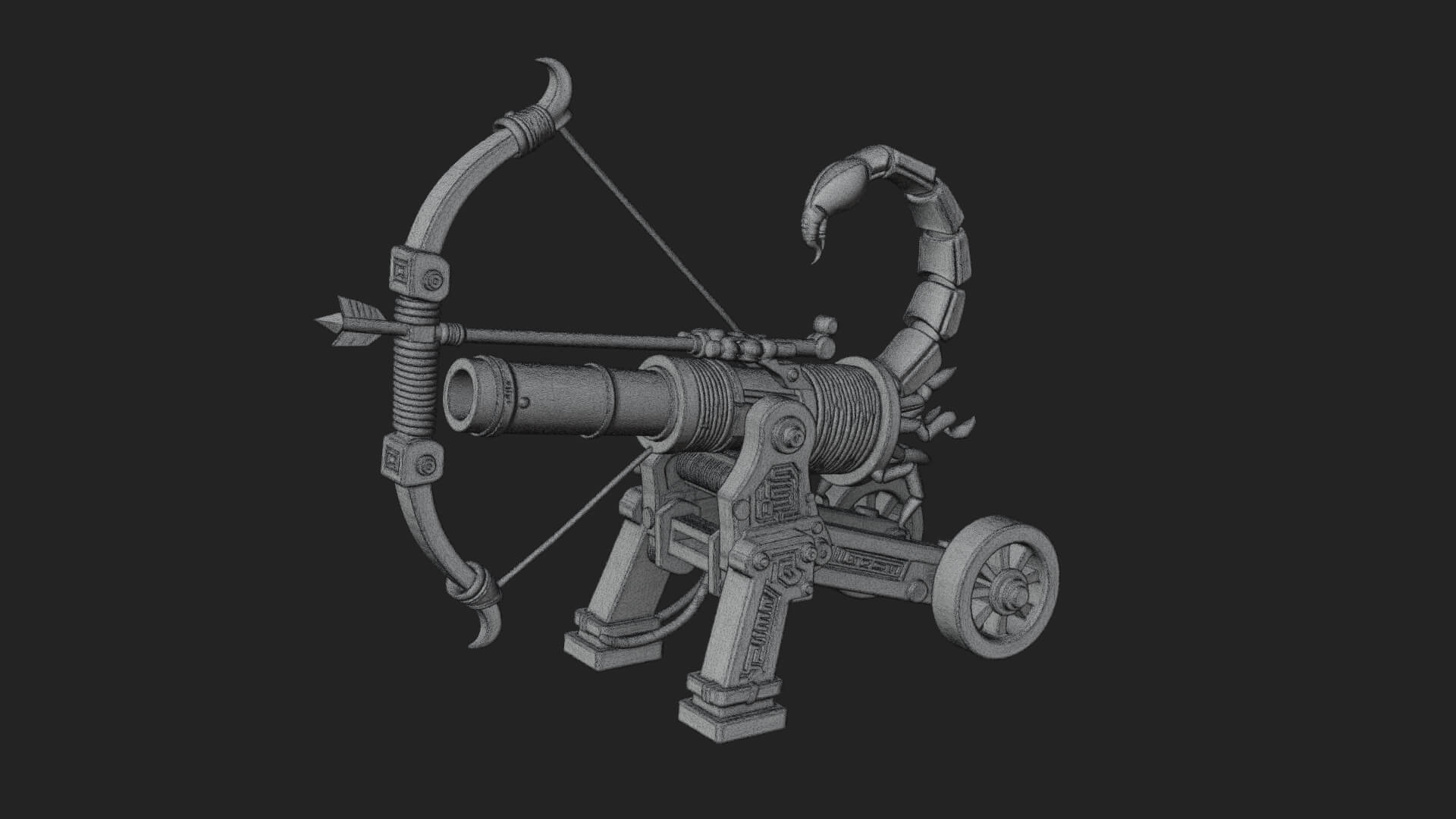 Wheeled Siege Scorpion Model Design 1 3D Print Model 3D Model