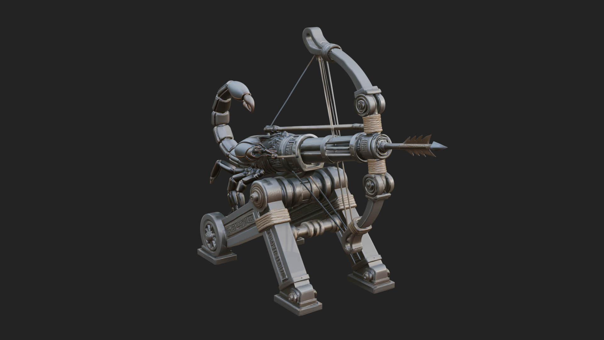 Wheeled Siege Scorpion Model Design 2 3D Print Model 3D Model