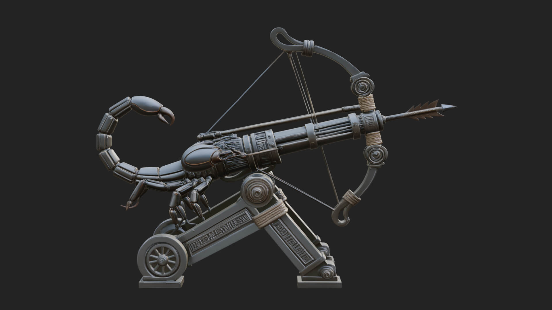 Wheeled Siege Scorpion Model Design 2 3D Print Model 3D Model