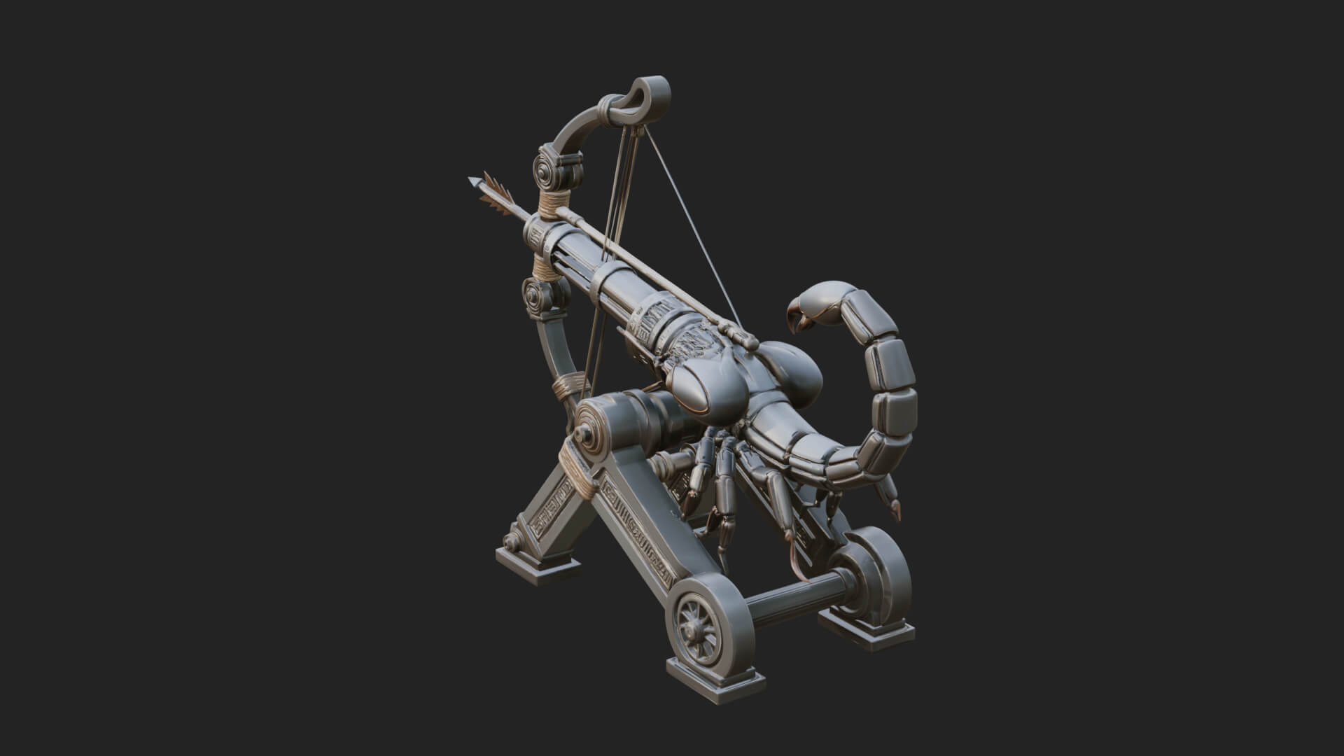 Wheeled Siege Scorpion Model Design 2 3D Print Model 3D Model