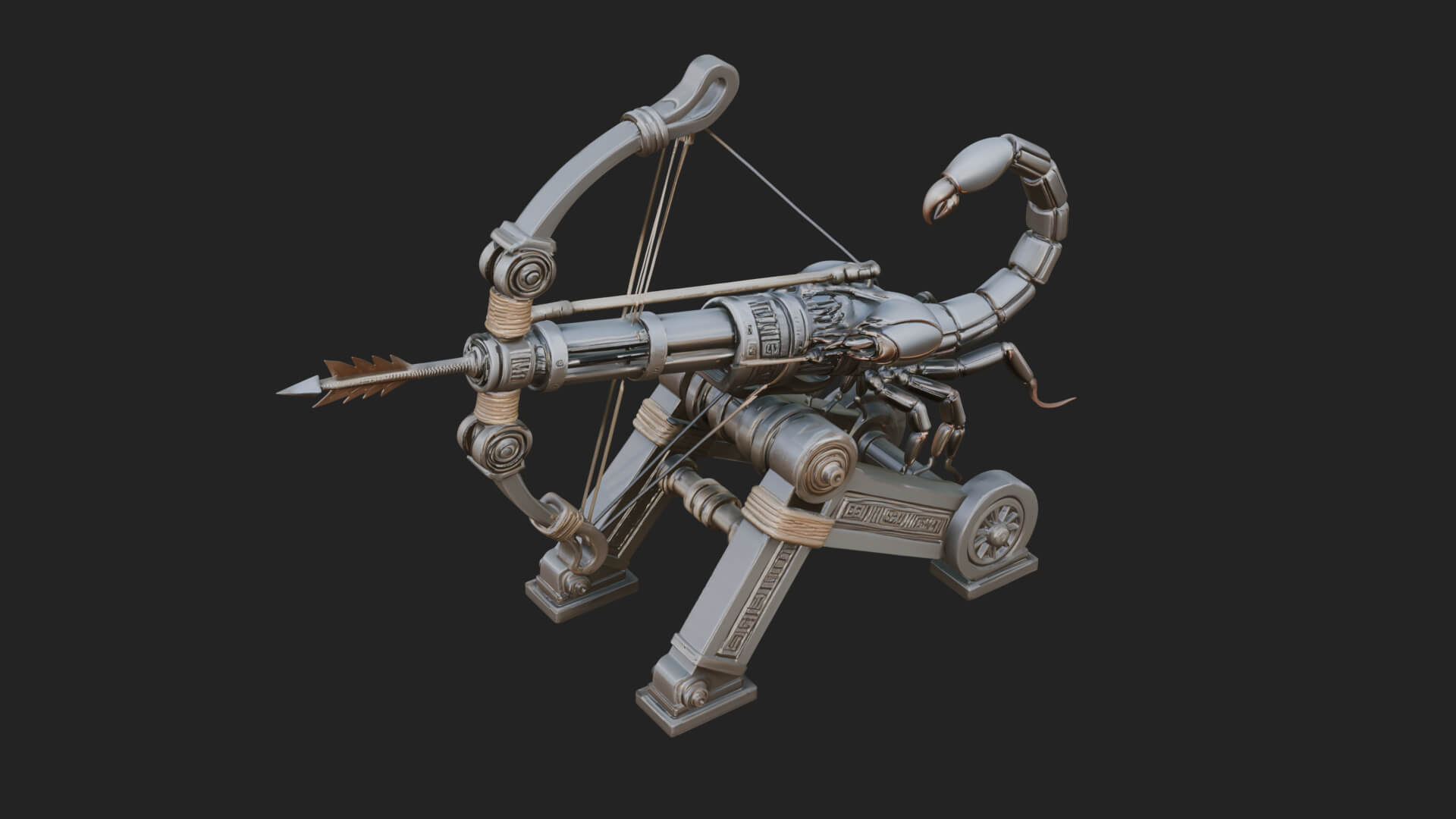 Wheeled Siege Scorpion Model Design 2 3D Print Model 3D Model