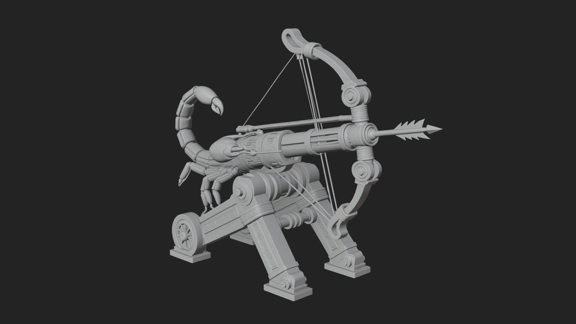 Wheeled Siege Scorpion Model Design 2 3D Print Model 3D Model