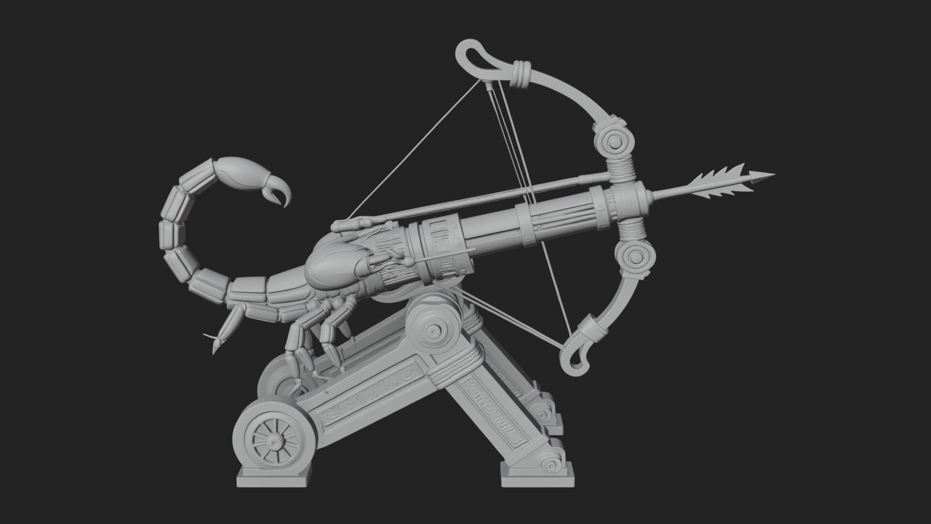 Wheeled Siege Scorpion Model Design 2 3D Print Model 3D Model