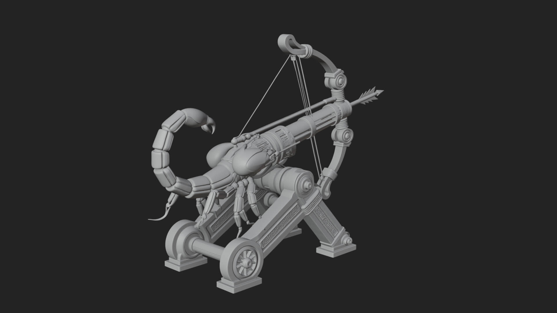 Wheeled Siege Scorpion Model Design 2 3D Print Model 3D Model