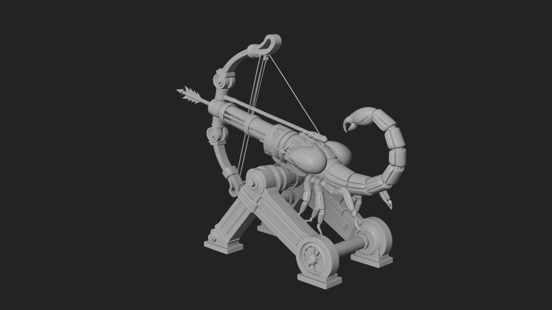 Wheeled Siege Scorpion Model Design 2 3D Print Model 3D Model