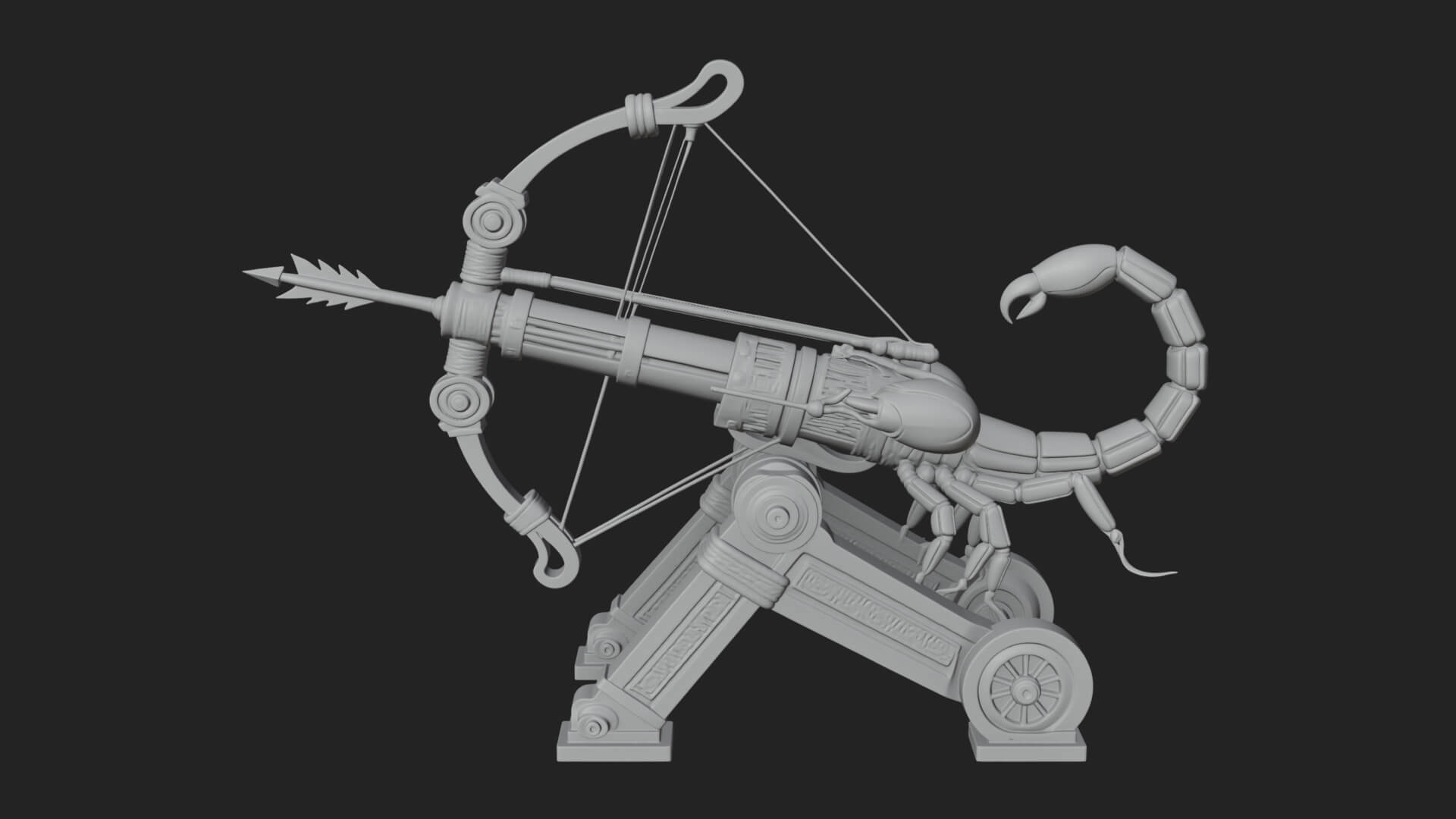 Wheeled Siege Scorpion Model Design 2 3D Print Model 3D Model