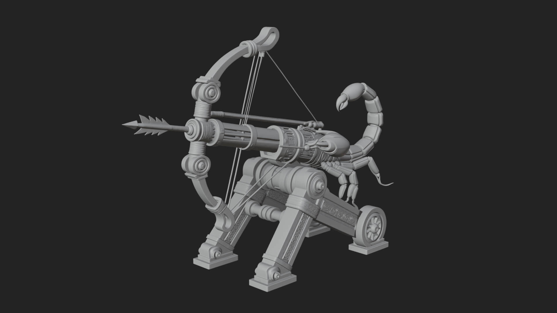 Wheeled Siege Scorpion Model Design 2 3D Print Model 3D Model