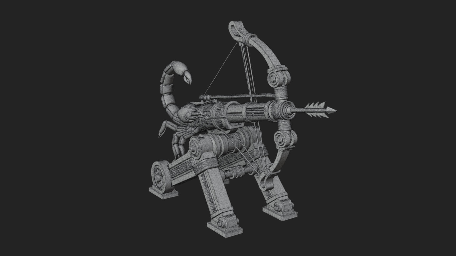 Wheeled Siege Scorpion Model Design 2 3D Print Model 3D Model