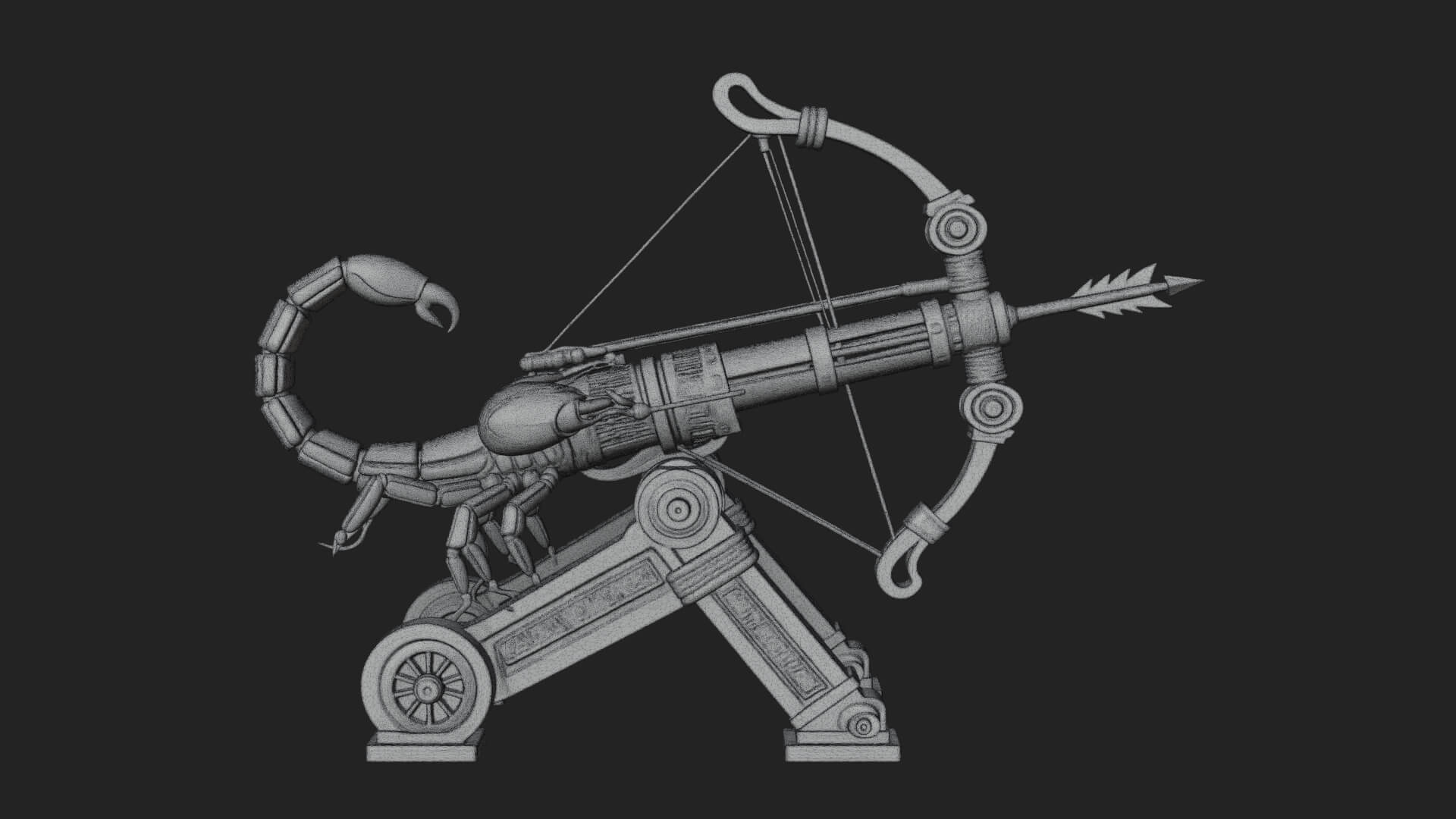 Wheeled Siege Scorpion Model Design 2 3D Print Model 3D Model