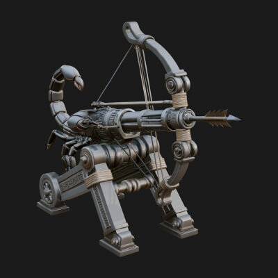 Wheeled Siege Scorpion Model Design 2 3D Print Model