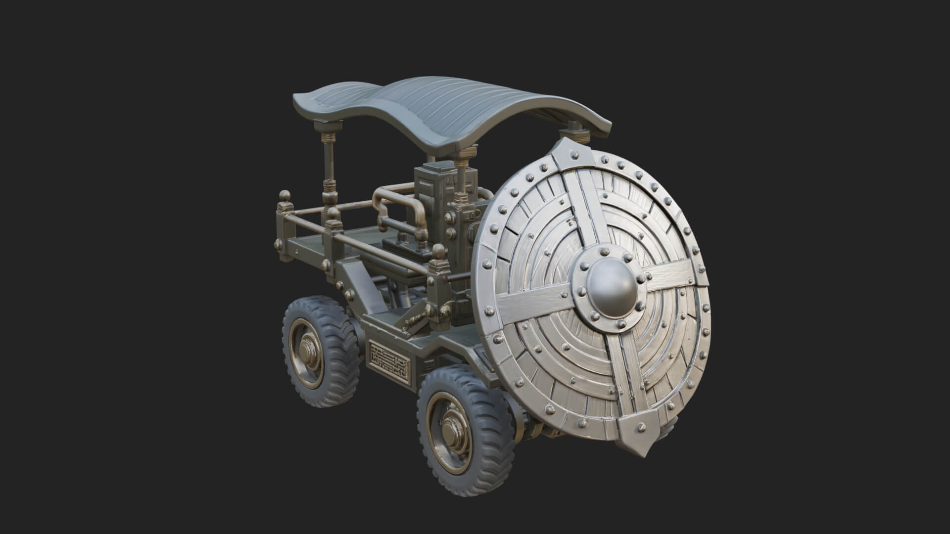 Wheeled Siege Shield Cart Model Design 1 3D Print Model 3D Model