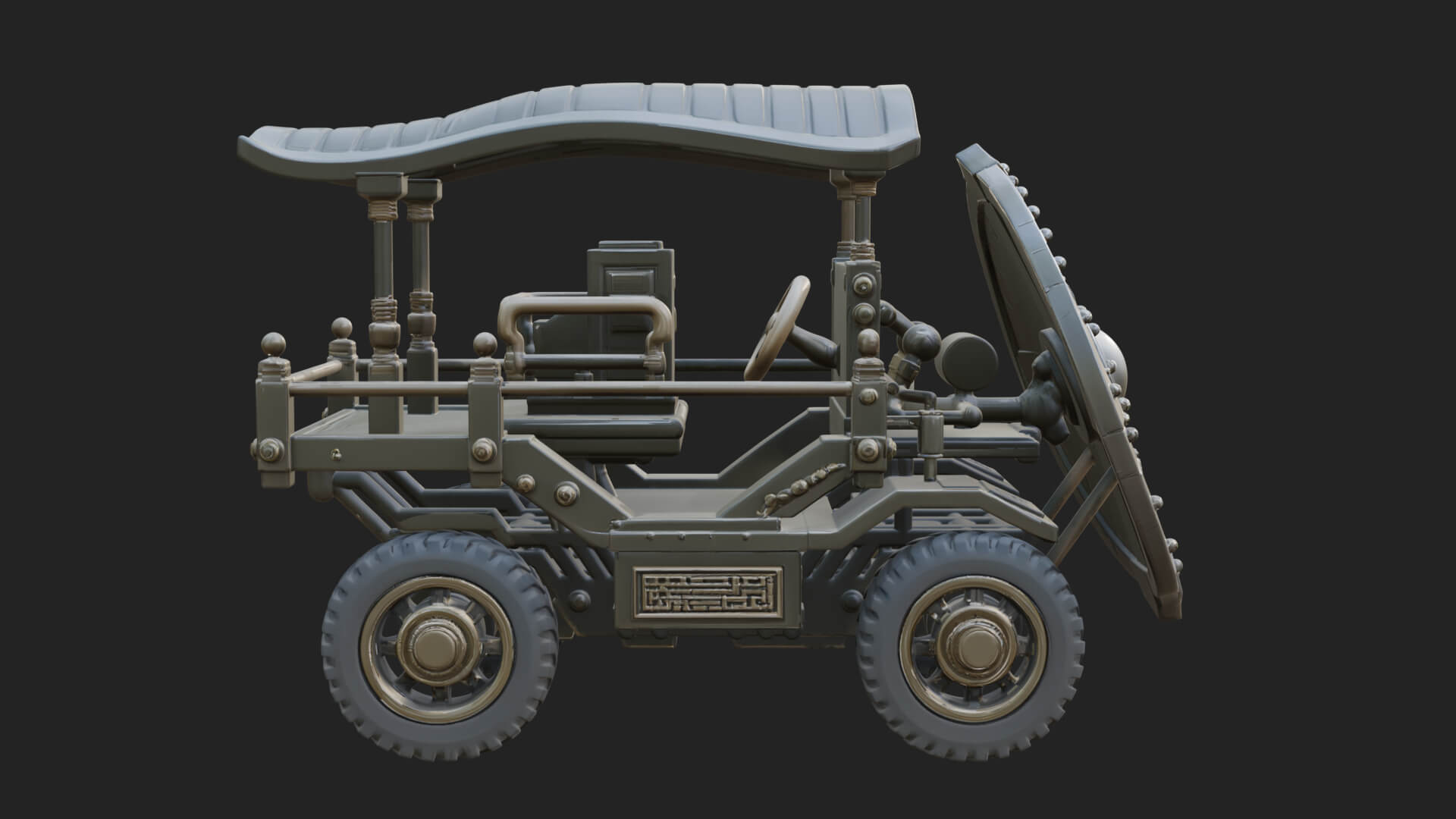 Wheeled Siege Shield Cart Model Design 1 3D Print Model 3D Model