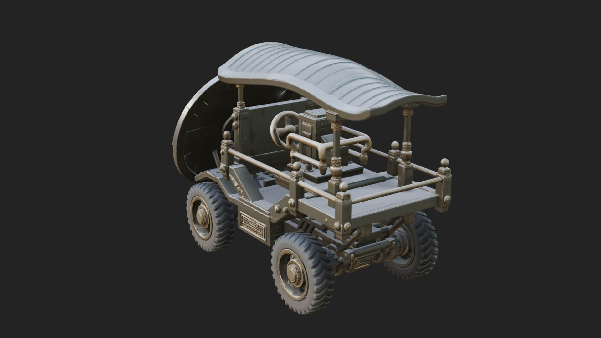 Wheeled Siege Shield Cart Model Design 1 3D Print Model 3D Model