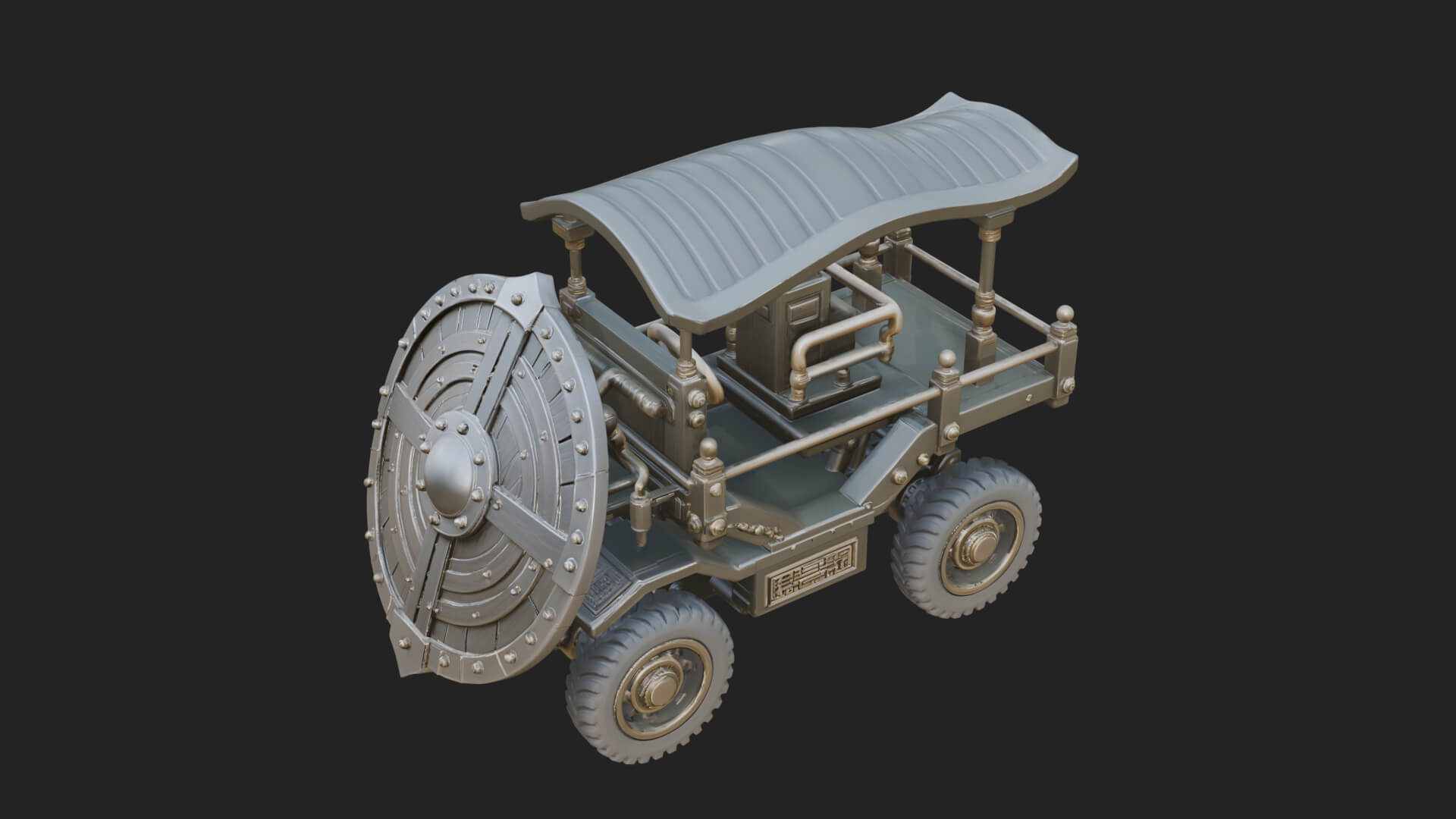 Wheeled Siege Shield Cart Model Design 1 3D Print Model 3D Model