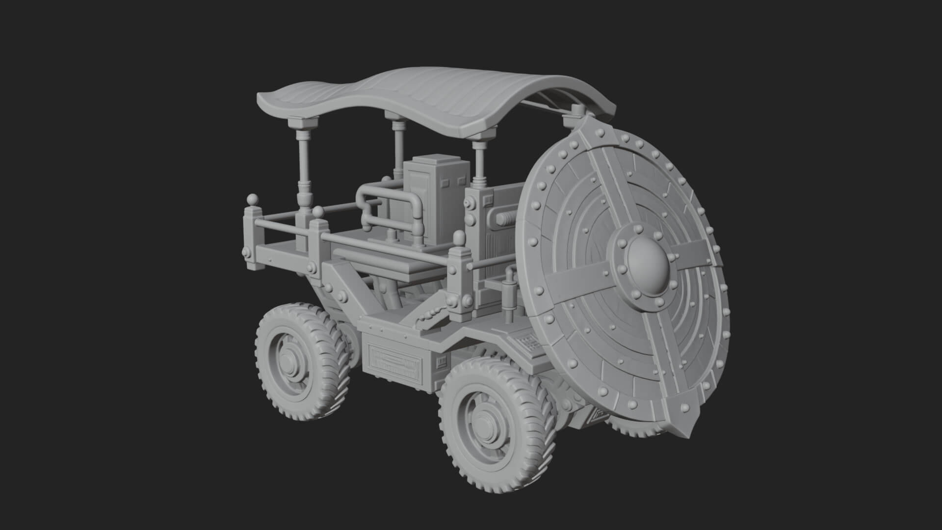 Wheeled Siege Shield Cart Model Design 1 3D Print Model 3D Model