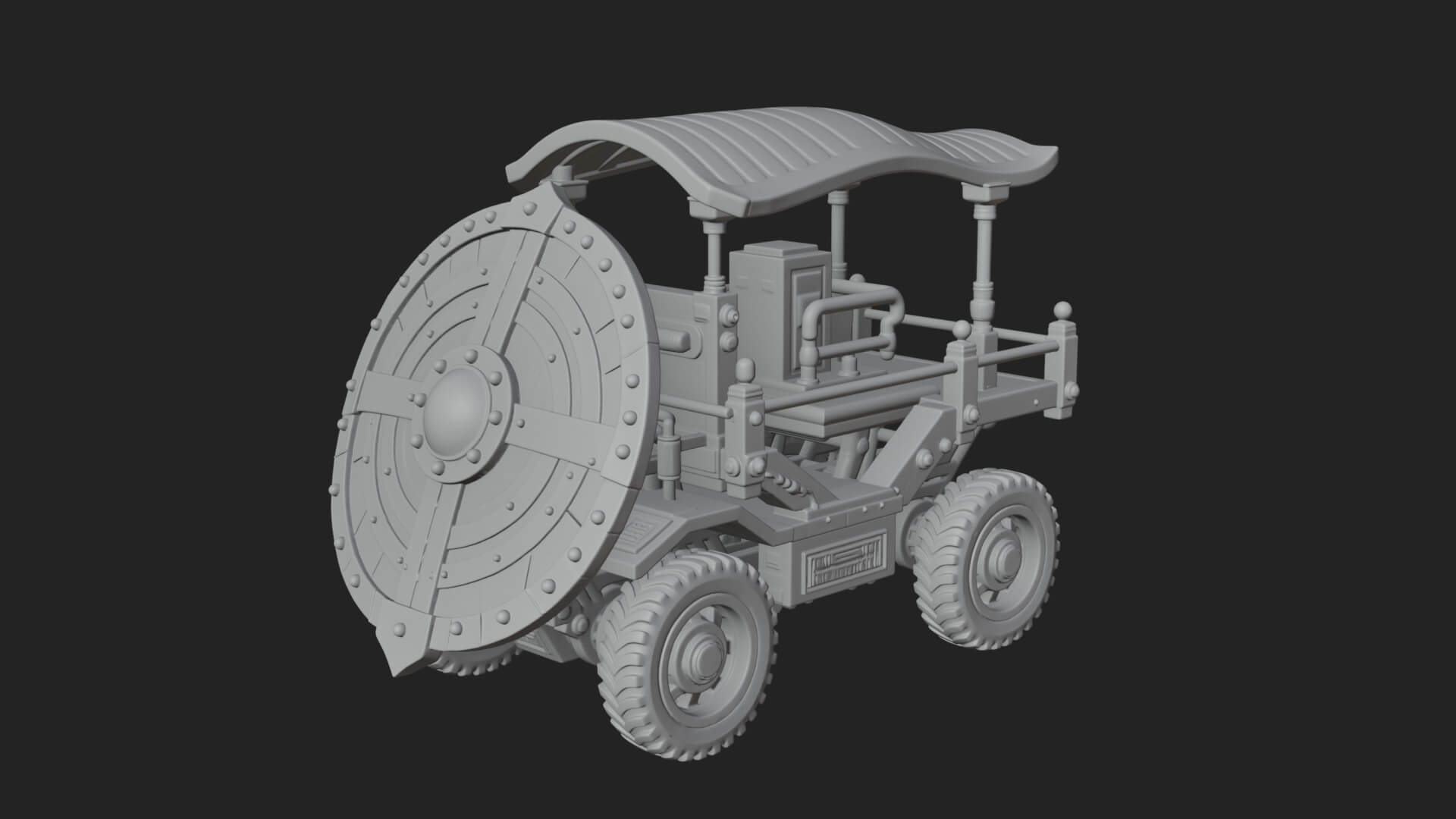 Wheeled Siege Shield Cart Model Design 1 3D Print Model 3D Model