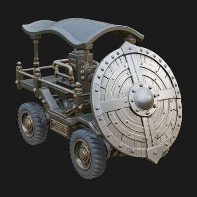 Wheeled Siege Shield Cart Model Design 1 3D Print Model