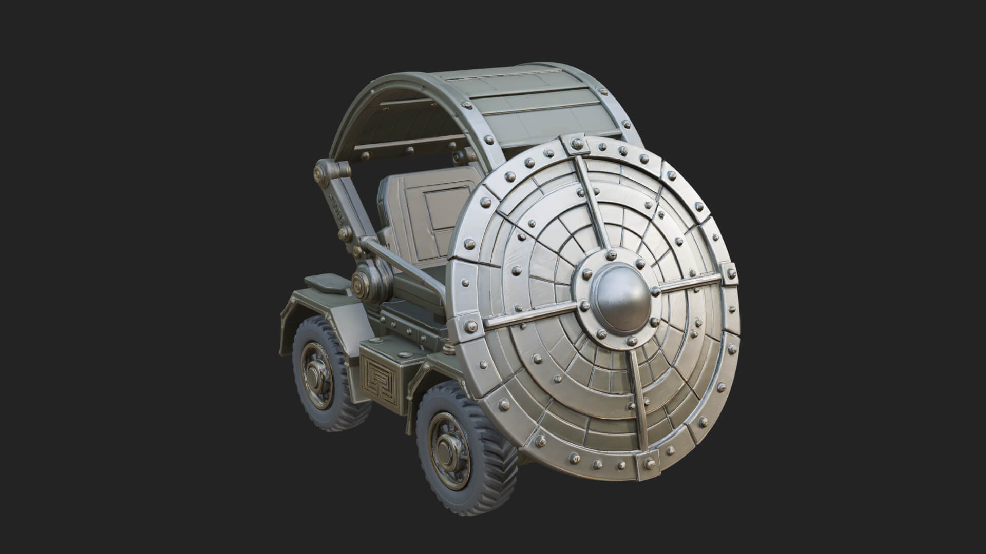 Wheeled Siege Shield Cart Model Design 2 3D Print Model 3D Model