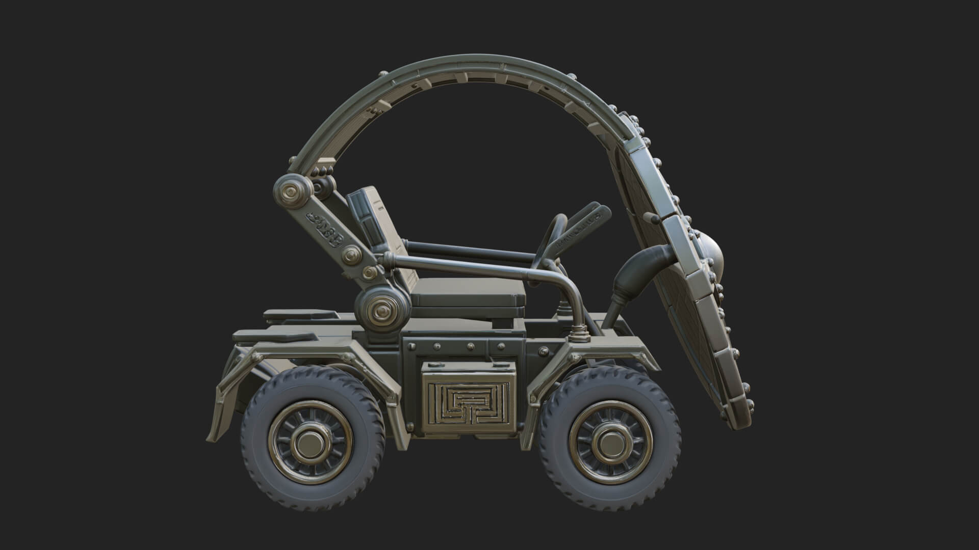 Wheeled Siege Shield Cart Model Design 2 3D Print Model 3D Model