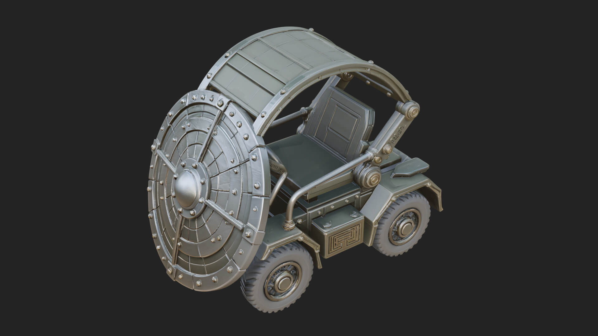 Wheeled Siege Shield Cart Model Design 2 3D Print Model 3D Model