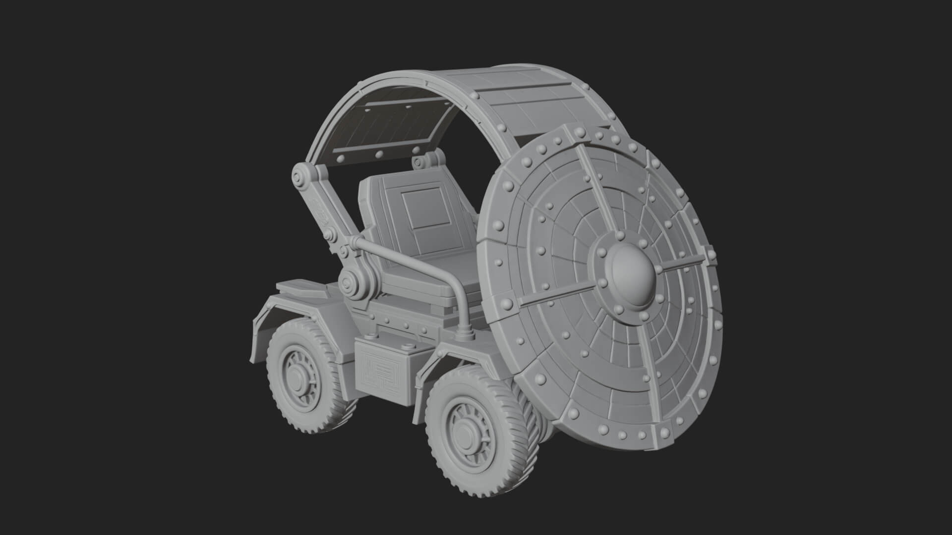 Wheeled Siege Shield Cart Model Design 2 3D Print Model 3D Model