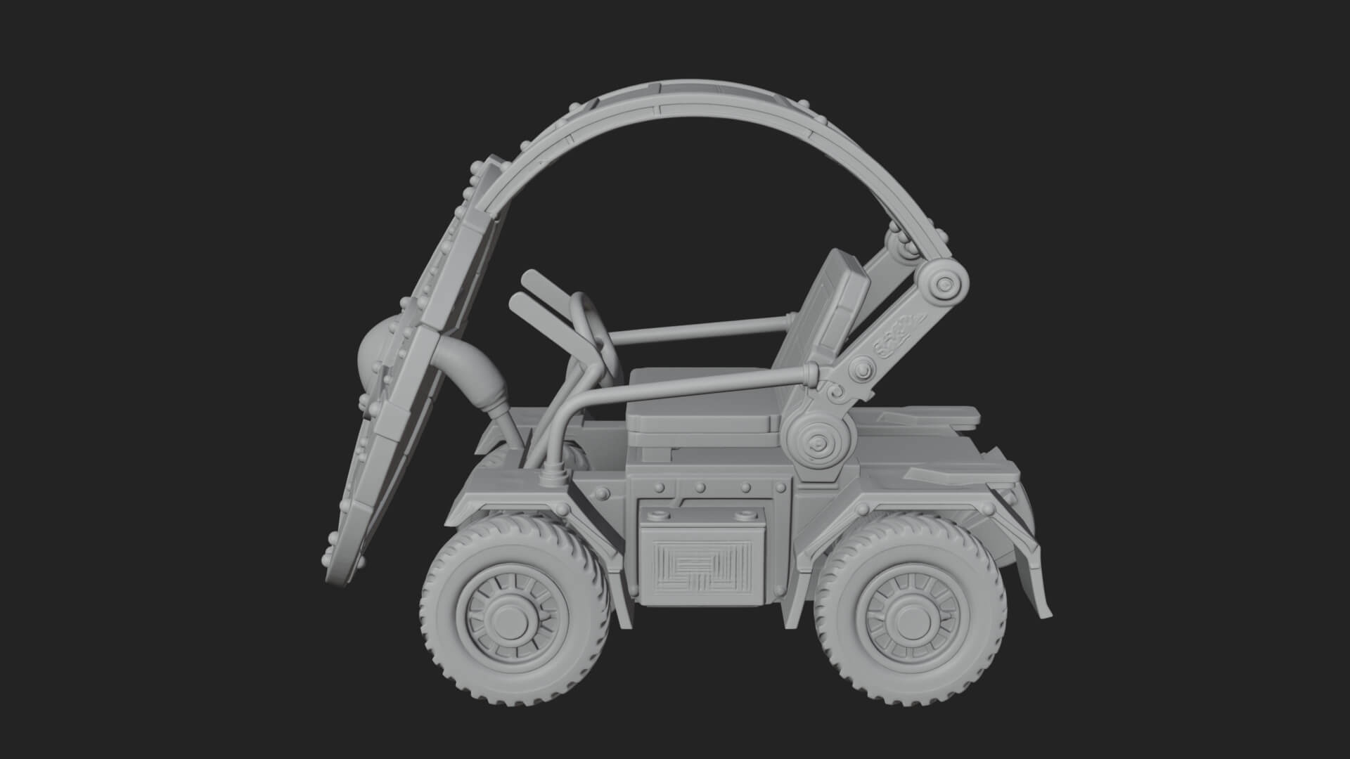 Wheeled Siege Shield Cart Model Design 2 3D Print Model 3D Model