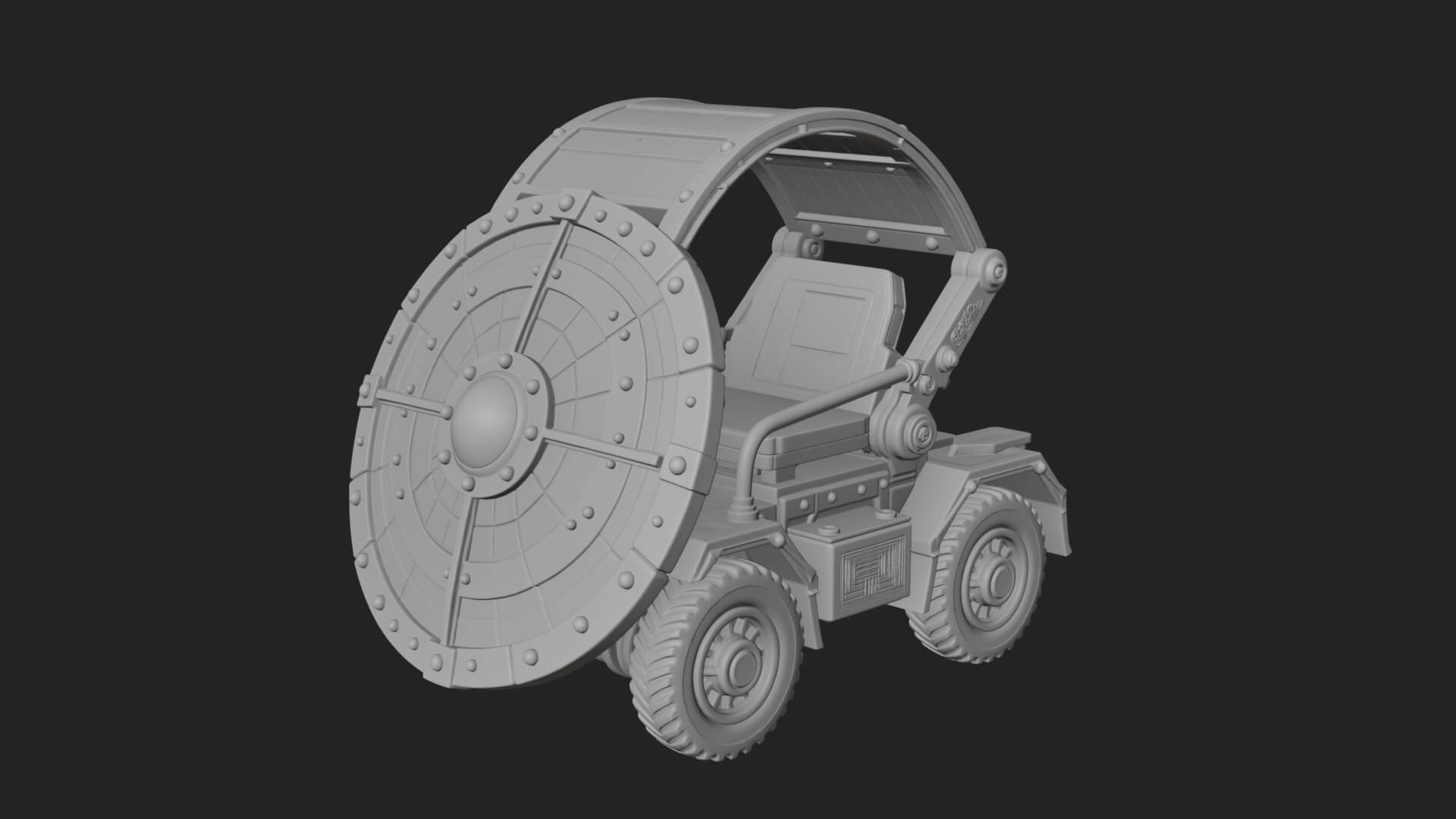 Wheeled Siege Shield Cart Model Design 2 3D Print Model 3D Model