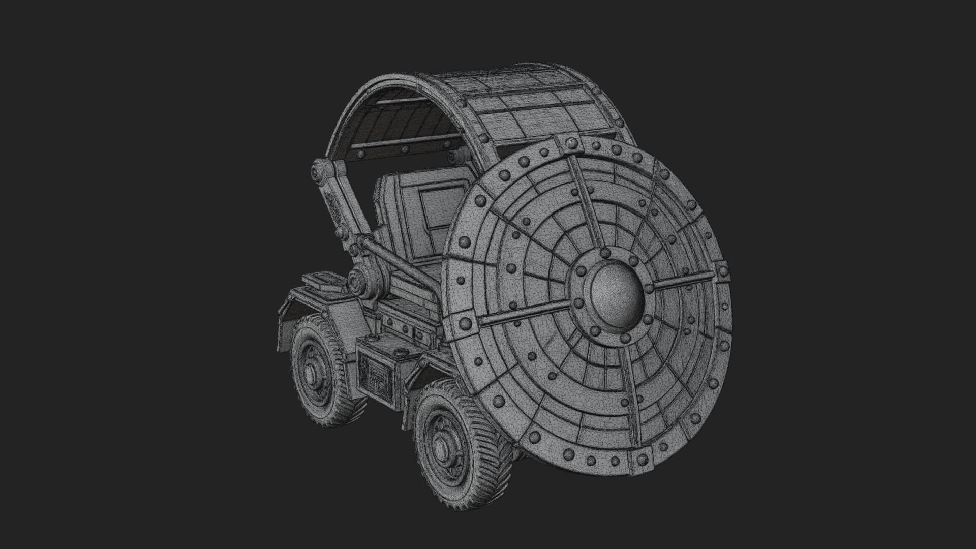Wheeled Siege Shield Cart Model Design 2 3D Print Model 3D Model